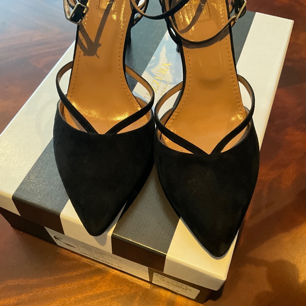Aquazurra Black Suede Strappy Heel, Size 39 - Picture 7 of 9